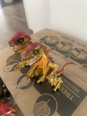 Vintage Godzilla Action Figure Lot Raptors Pair-image