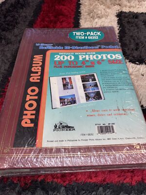 Pioneer 4 x 6 Vtg Red Photo Album Holds 200 Photos 1995 Lot Of 2 Books Sealed-image