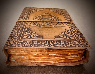 Celtic Trinity Knot Embossed  Leather Bound Refillable Stitched Journal, A5 Size-image