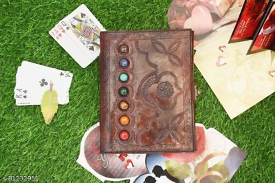 Leather Journal Embossed bound journal with 7 stone leather dairy Travel journal-image