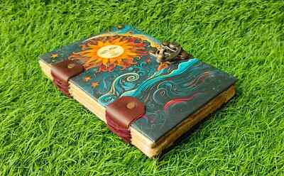 Vintage Leather bound Hard Cover Notebook Handmade Paper Diary Sketchbook-image