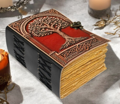 400page Tree of Life Leather Journal Gothic Notebook Tree of life Grimoire Print-image