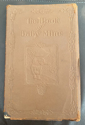 Vintage 1920’s The Book of Baby Mine Brown Leather Cover Illustrated Milestones-image