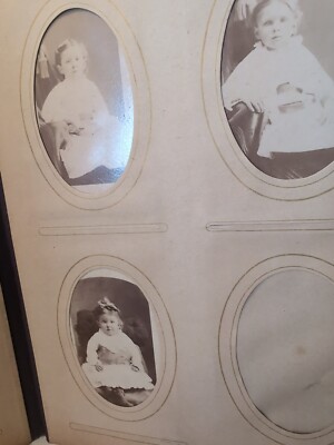 1800s Antique CDV & Daguerreotype Leather Bound Photo Album 1886 Tintypes-image