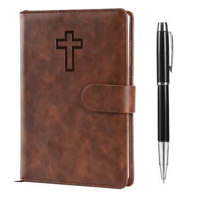Leather Christian Bible Prayer Journal For Men & Women, Devotional Planner, Gift-image