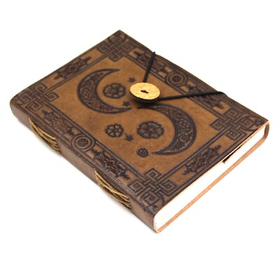 Moon Leather Bound Handmade Antique Blank Paper Notebook/Diary/Sketchbook S15-image