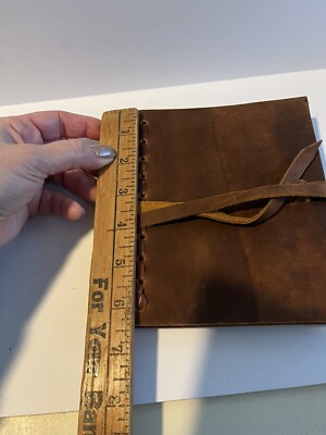 New Unused Handmade Brown Leather Bound Writing Journal Diary Lined Pages-image