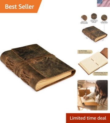 Elegant Handmade Leather Journal - A5 Size, 260 Pages, Perfect Gift for Writers-image