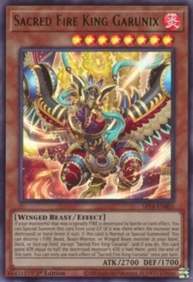 Yugioh! Sacred Fire King Garunix - SR14-EN001 - Ultra Rare - 1st Edition Near Mi-image