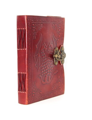 Leather Bound Handmade Antique Blank Paper Notebook/Diary/Sketchbook Red S11-image