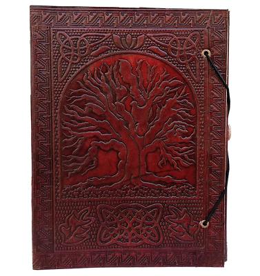 Leather Bound Journal- Tree Of Life Handmade Paper Embossed Leather Diary-image