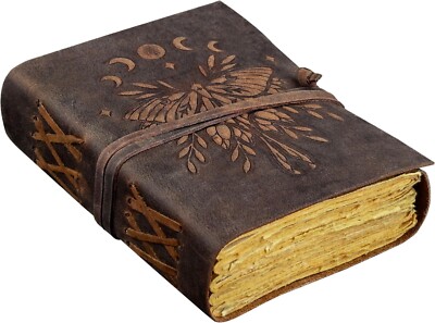 Leather Journal Antique Handmade Deckle Edge Vintage Paper Leather Bound Journal-image