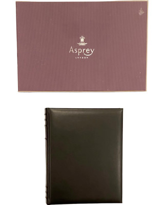 New in Box Asprey London Black Leather Photo Album-image