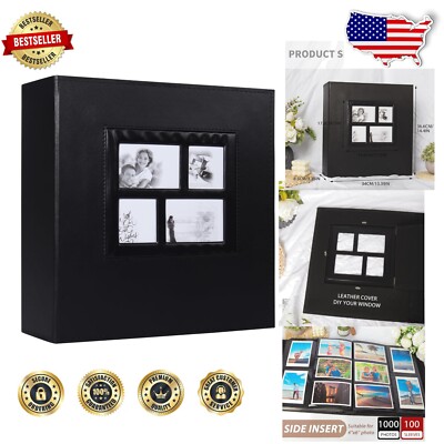 Elegant Faux Leather Photo Album Holds 1000 4x6 Photos - Perfect for Families-image