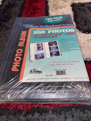 Pioneer 4 x 6 Vtg Black Photo Album Holds 200 Photos 1995 Lot Of 2 Books Sealed-image