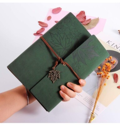 Leather Writing Journal Notebook, Classic Spiral Bound Notebook A5/Dark Green-image