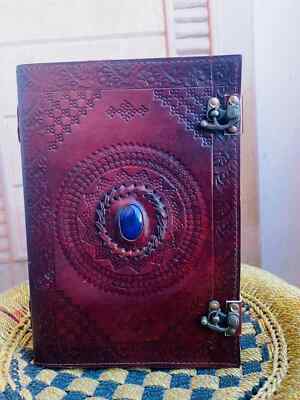 Refined Leather Goat Handmade Leather Journal beautiful Stone-image
