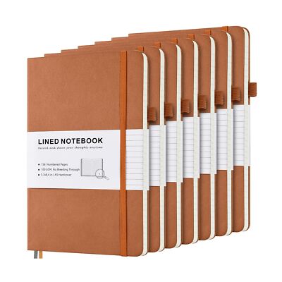 MALEDEN 7 Pack Lined Journal Notebook, Hardcover PU Leather Notebook for Men ...-image