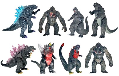 Brand New Set of 8 King Kong vs Godzilla Toys Action Figures Cake Toppers-image