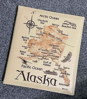 ALASKA Photo Album Beige Faux Leather Holds 200 (4x6) Photos Maps Travel A.C.E-image