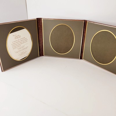 The Encor Folio 3 Section Leather Photo Album Dark Brown for 4x5 Photos Not Used-image