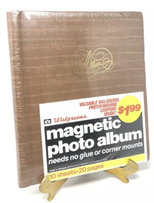 PHOTO ALBUM - NOS Vtg Brown Magic Magnetic, Walgreens, 20 Pages, 11 x 9 - NEW!-image