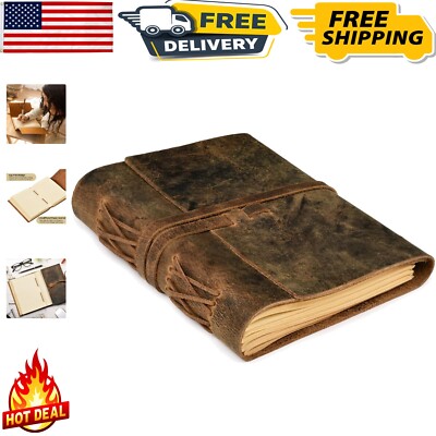 Secure Leather Flap Journal - A5 260-Page Notebook in Rustic Brown for Artists-image