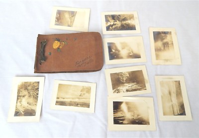 1E Antique SNAP SHOTS FROM NIAGARA FALLS Souvenir Leatherbound Photograph Book-image