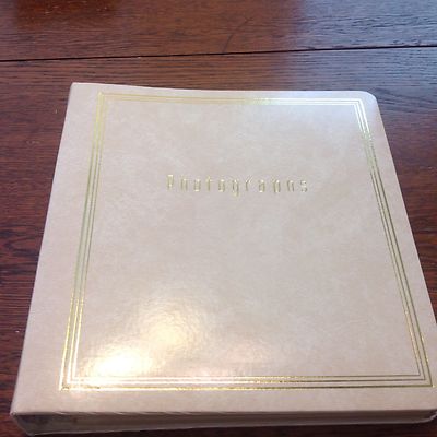 VTG TOP GRAIN COWHIDE LEATHER PHOTO ALBUM GOLD TRIM NEW NEVER USED-image