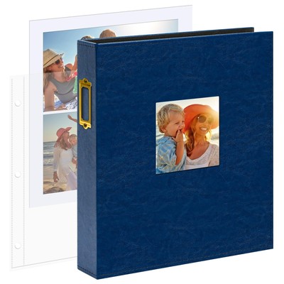 8.5x11 Inch Large 3 Ring DIY Scrapbook Photo Album Leather Cover Scrap Book A...-image