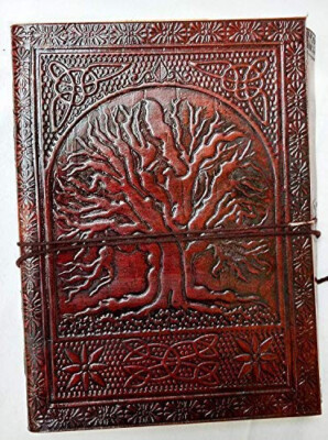 Leather Tree of Life Journal Embossed Writing Notebook Bound Diary Handmade Gift-image