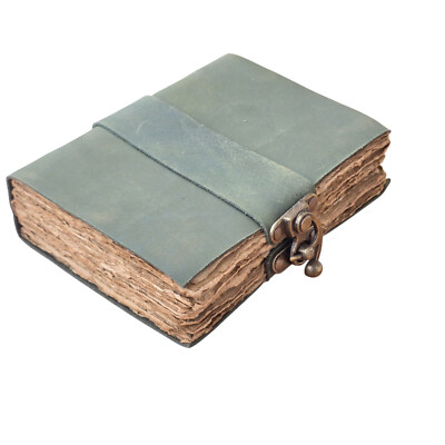 Green Leather Bound with Strap and Metal Closure | 200 Pages |-image