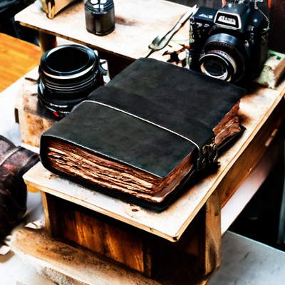 Grimoire Leather Bound Vintage Journal Blank Spell Book of Shadows Antique Pages-image