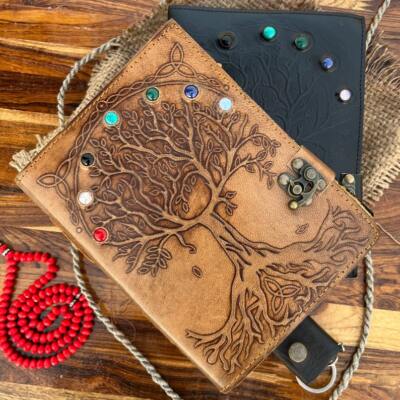 Handmade Leather Stone Notebook Rustic Writing & Sketching large photo album-image