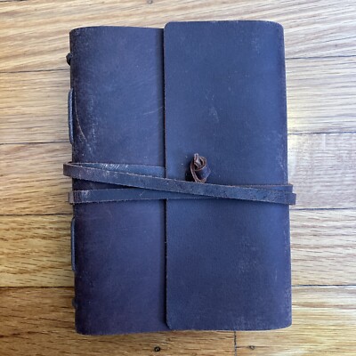 Vintage Journal Antique Paper 7 X 5 inches Brown Leather Bound Handmade Diary-image