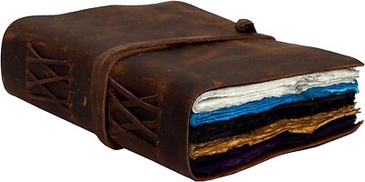 Vintage Leather Journal for Women & Men Multicolor Deckle Edge Paper Journal-image
