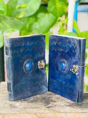 Goat Handmade Leather Journal one size With Stone journal Royal Gift-image