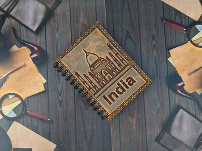 Vintage Leather Spiral bound Journal Handmade Paper Notebook Diary Sketchbooks-image