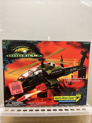 Godzilla Movie Apache Attack Copter Vehicle MIB Sealed Trendmasters 1998-image