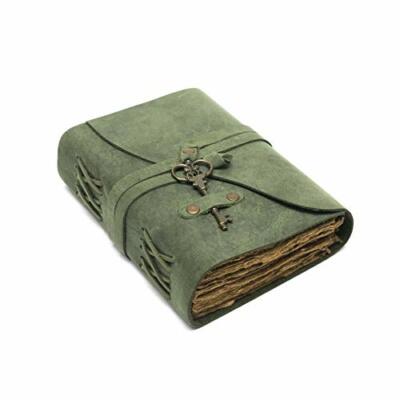 VINTAGE LEATHER JOURNAL Book of Shadows Drawing Sketchbook Green NOMADCRAFTSCO.-image