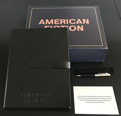 AMERICAN FICTION FYC LEATHER BOUND LOGO JOURNAL AND PEN TRADE ONLY GIFT NEW COND-image