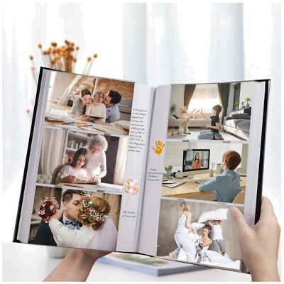 Black Photo Album 402 Pockets with Memo Slip in Pockets Photo Book Leather Cover-image