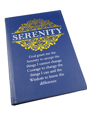 Serenity Prayer Blank Journal Hardcover Blue Leather Bound Book Lined Pages-image