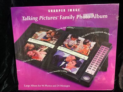 SHARPER IMAGE TALKING PICTURES FAMILY PHOTO ALBUM 96 Photos & 24 Messages  NEW-image