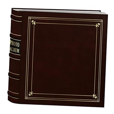  200-Pocket Ring Bound Burgundy Bonded Leather with Gold Accents Cover Photo -image