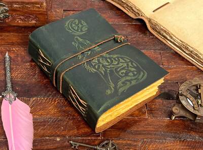 Handmade Leather Black Spell Bound Book Grimoire Journal Diary For Unisex Adult-image