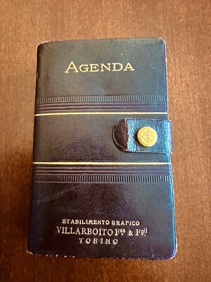Rare Antique Italian Daily Agenda Book 1925 brown leather Published In Torino-image