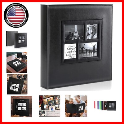 Large Capacity 600 Photos Family Wedding Album - Leather Cover & Custom Window-image