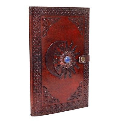 Sun & Moon Leather Bound Writing Journal - 5x7 in Lined Journal for Women & Men-image