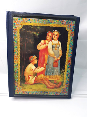 Russian Fedoskino Lacquer Painting Photo Album 4x6 Photographs Boy Girls Art-image